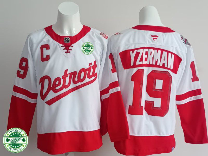 Men Detroit Red Wings #19 Yzerman White 2025 Fanatics Home Premium NHL Jersey style 4